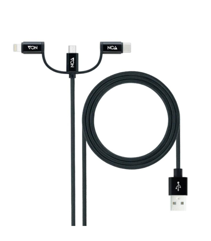 Cable usb tipo a a micro usb - usb tipo c - lightning nanocable 1m -  macho - macho -  negro