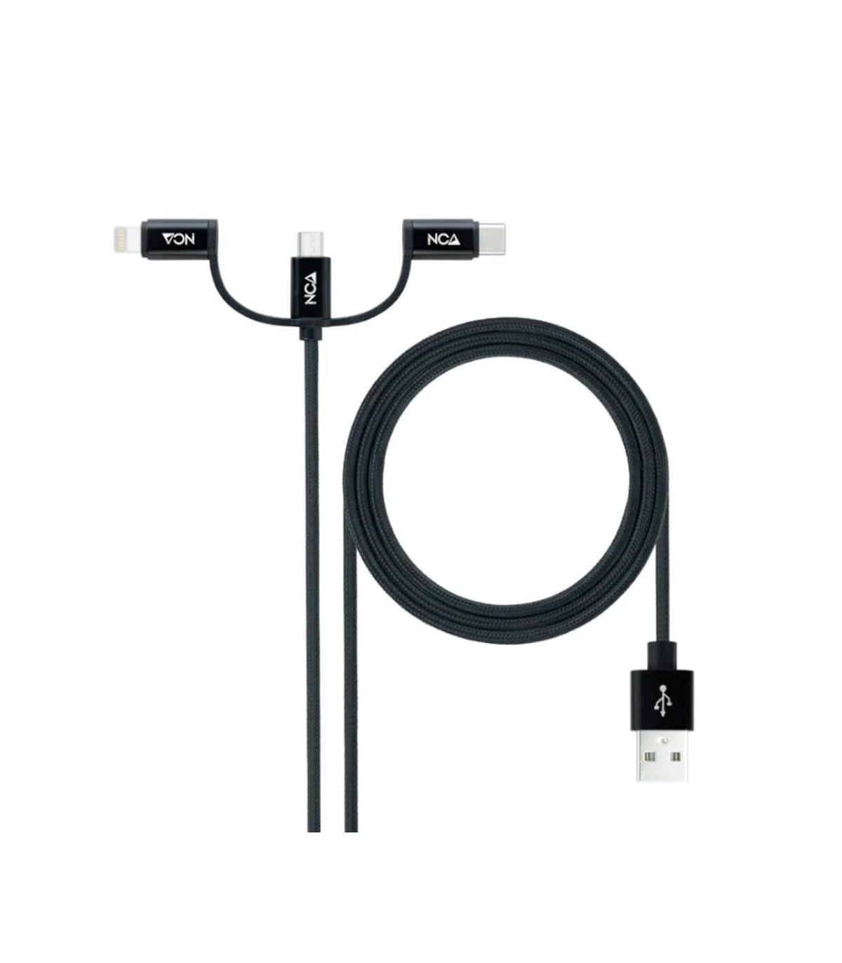 Cable usb tipo a a micro usb - usb tipo c - lightning nanocable 1m -  macho - macho -  negro
