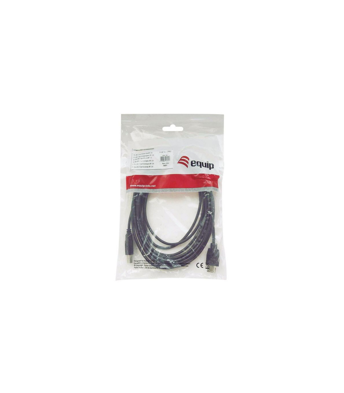 Cable usb 2.0 a usb tipo b equip 2m -  macho - macho -  negro