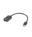 Adaptador usb tipo c a usb tipo a lanberg 15cm - macho - hembra - negro