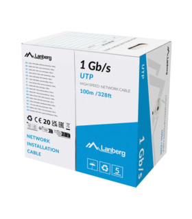 Bobina 1gb - s lanberg u - utp rj45 solido cca awg23 100m gris