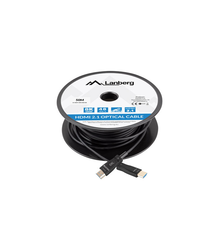 Cable hdmi aoc lanberg v2.1 m - m optico activo 8k 60hz 50m negro