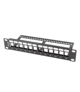 Patch panel lanberg 12 puertos 1u organizador modulos keystone negro