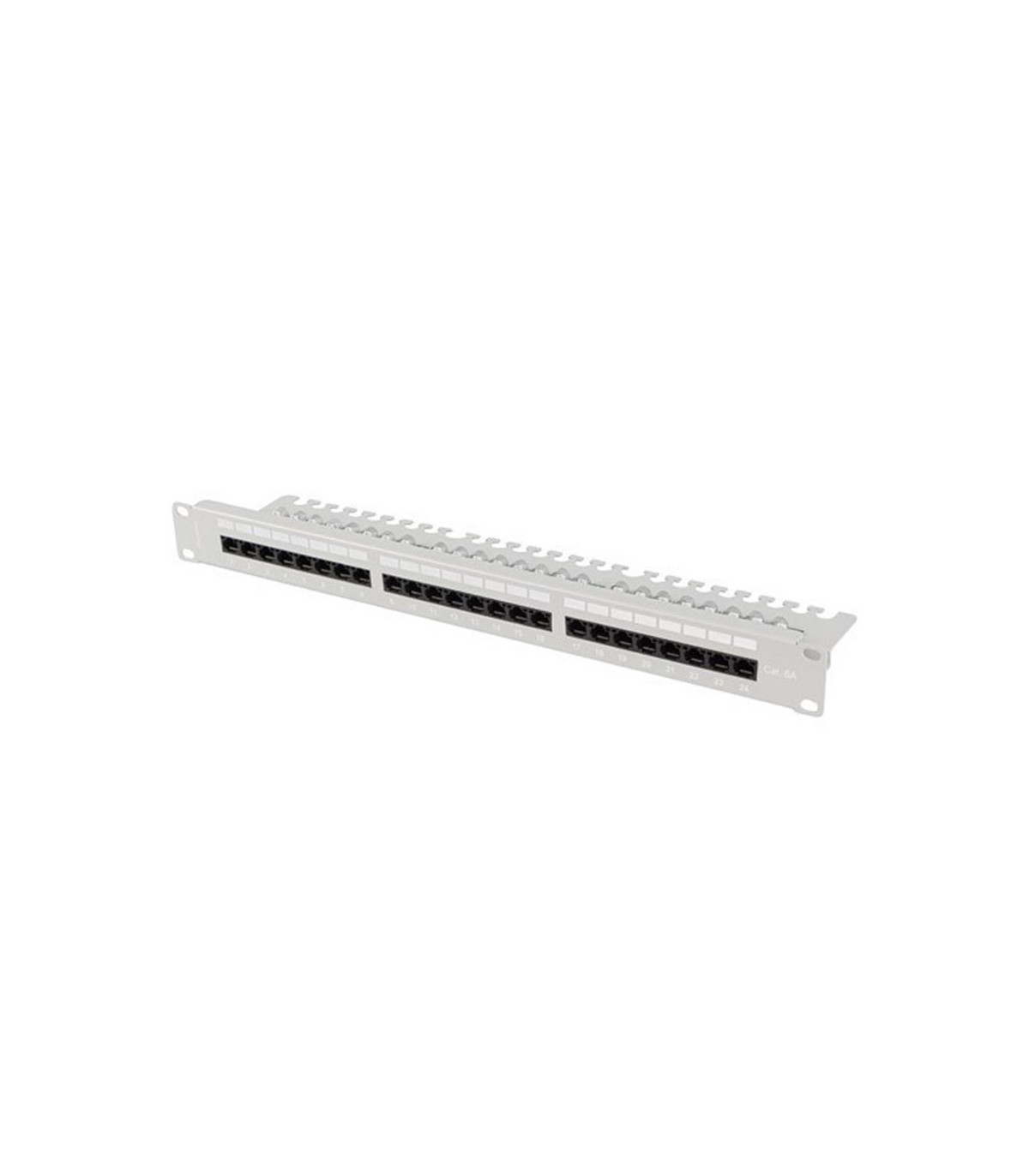 Patch panel lanberg 24 puertos 1u 19 pulgadas cat.6a utp con organizador cables gris