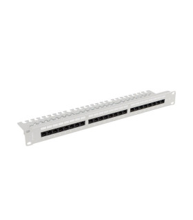 Patch panel lanberg 24 puertos 1u 19 pulgadas cat.6a utp con organizador cables gris