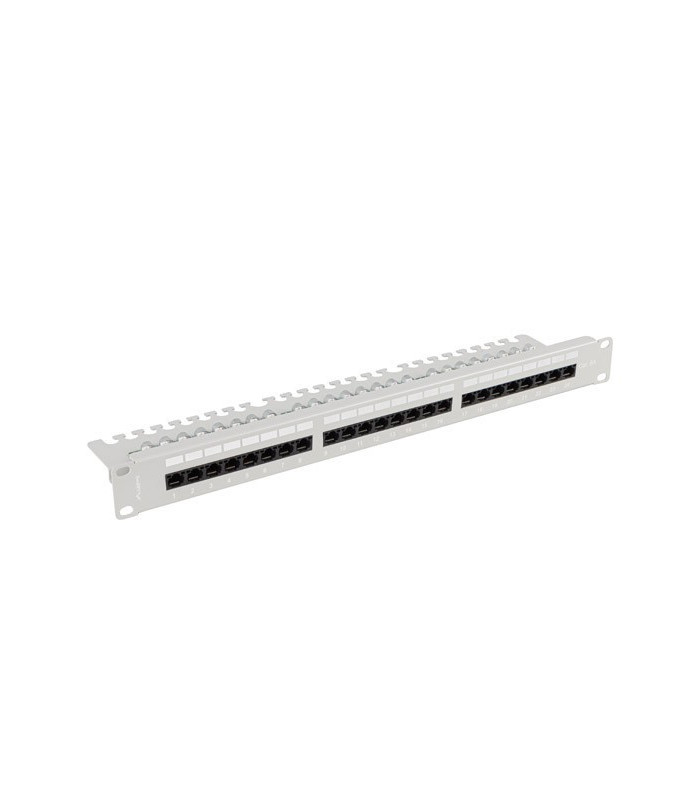 Patch panel lanberg 24 puertos 1u 19 pulgadas cat.6a utp con organizador cables gris
