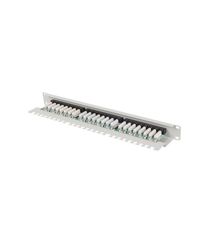 Patch panel lanberg 24 puertos 1u 19 pulgadas cat.6a utp con organizador cables gris