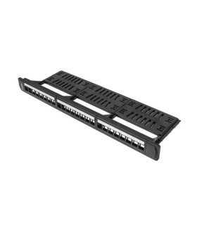 Patch panel lanberg 24 puertos 1u rack 19 pulgadas organizador modulos keystone negro