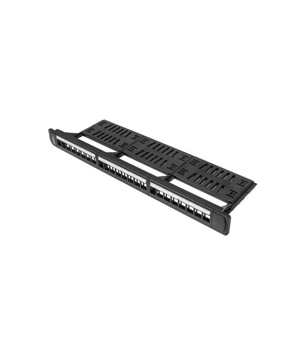 Patch panel lanberg 24 puertos 1u rack 19 pulgadas organizador modulos keystone negro