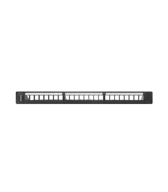Patch panel lanberg 24 puertos 1u rack 19 pulgadas organizador modulos keystone negro