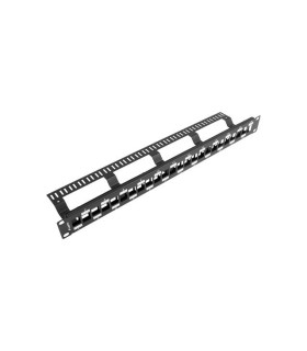 Patch panel lanberg 24 puertos 1u escalonado organizador modulos keystone negro