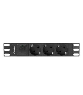 Regleta lanberg 1u 16a 3x schuko rack 10 pulgadas 2m negro