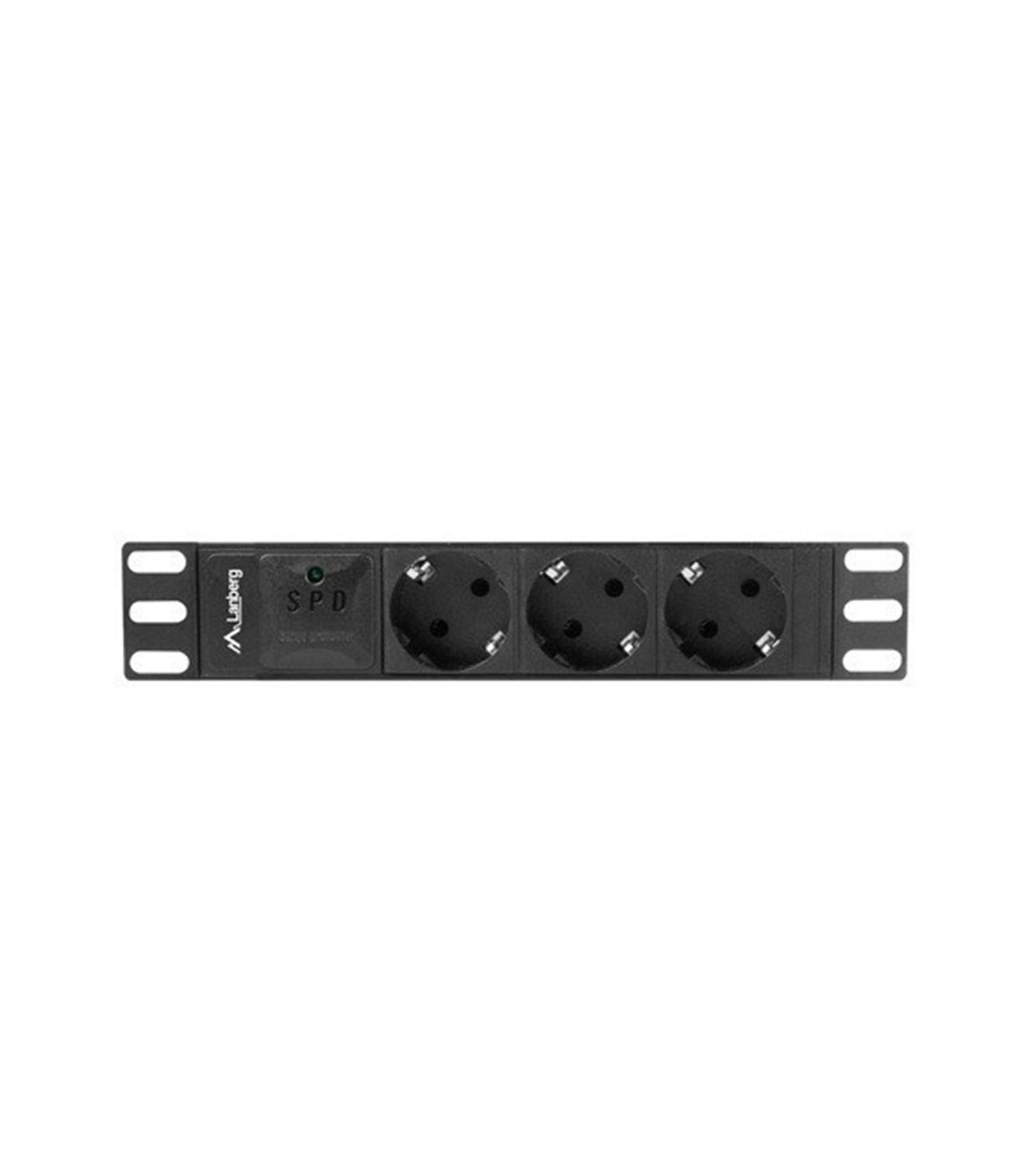 Regleta lanberg 1u 16a 3x schuko rack 10 pulgadas 2m negro