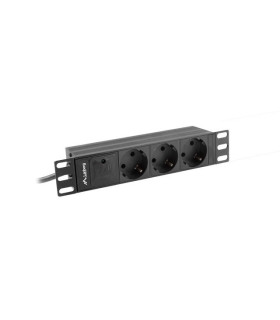Regleta lanberg 1u 16a 3x schuko rack 10 pulgadas 2m negro