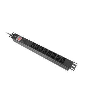 Regleta lanberg 1u 16a rack 19 pulgadas 8x socket iec c13 negro 2m
