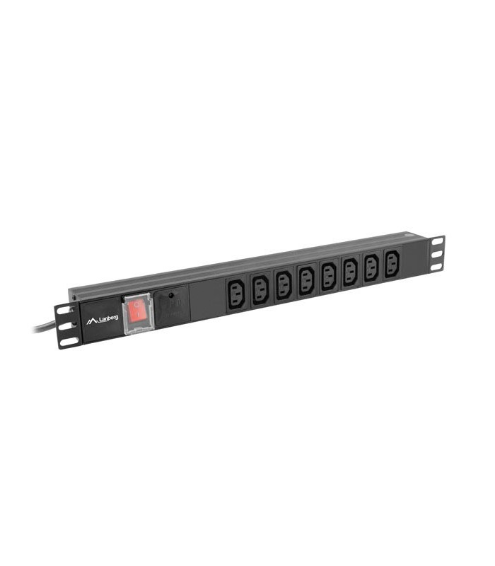 Regleta lanberg 1u 16a rack 19 pulgadas 8x socket iec c13 negro 2m