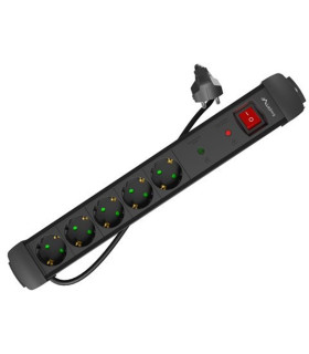 Regleta lanberg sp1 5 tomas schuko proteccion hasta 2500w negra 1.5m