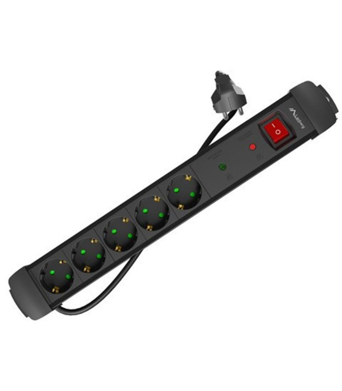 Regleta lanberg sp1 5 tomas schuko proteccion hasta 2500w negra 5m