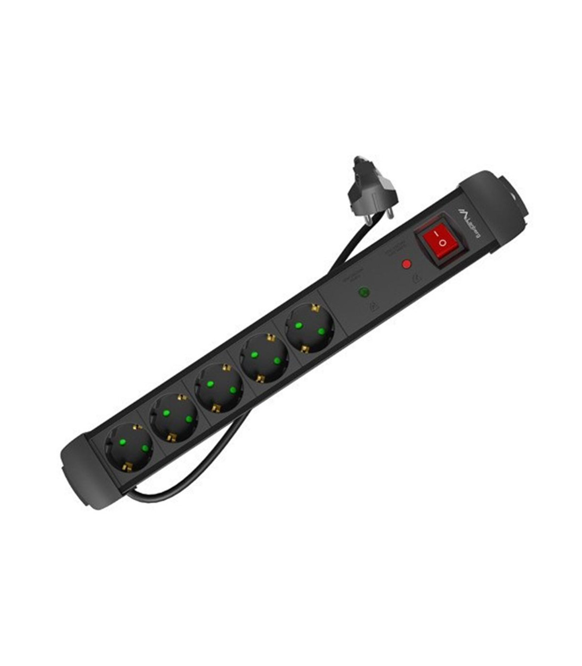Regleta lanberg sp1 5 tomas schuko proteccion hasta 2500w negra 5m