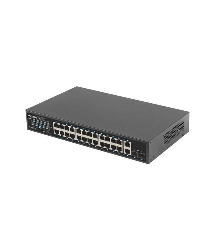 Switch lanberg 24 puertos 1gb poe+ - 2x sfp 2x gbit ethernet 360w rack 19 pulgadas