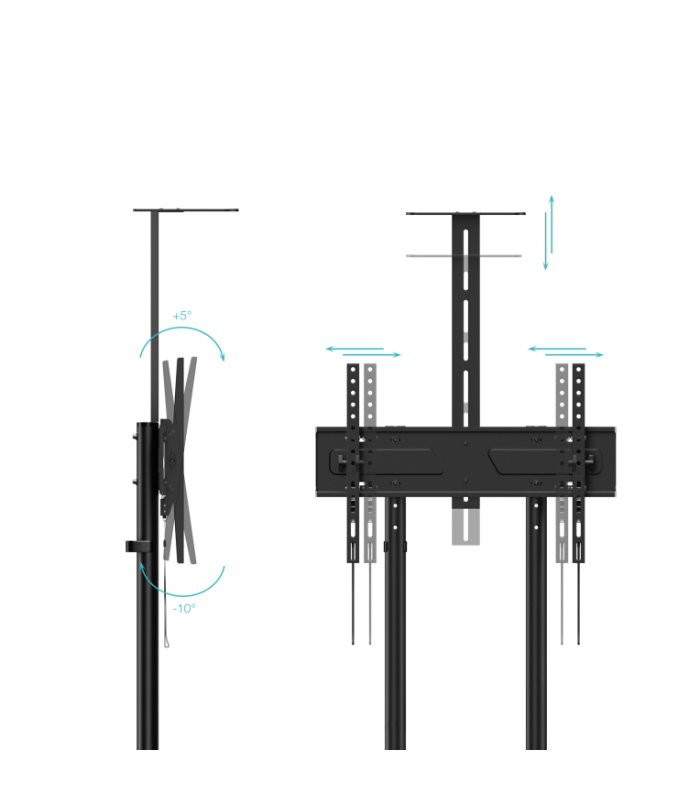 Soporte suelo con ruedas tooq vesa hasta 70 pulgadas 600x400mm max 70kg