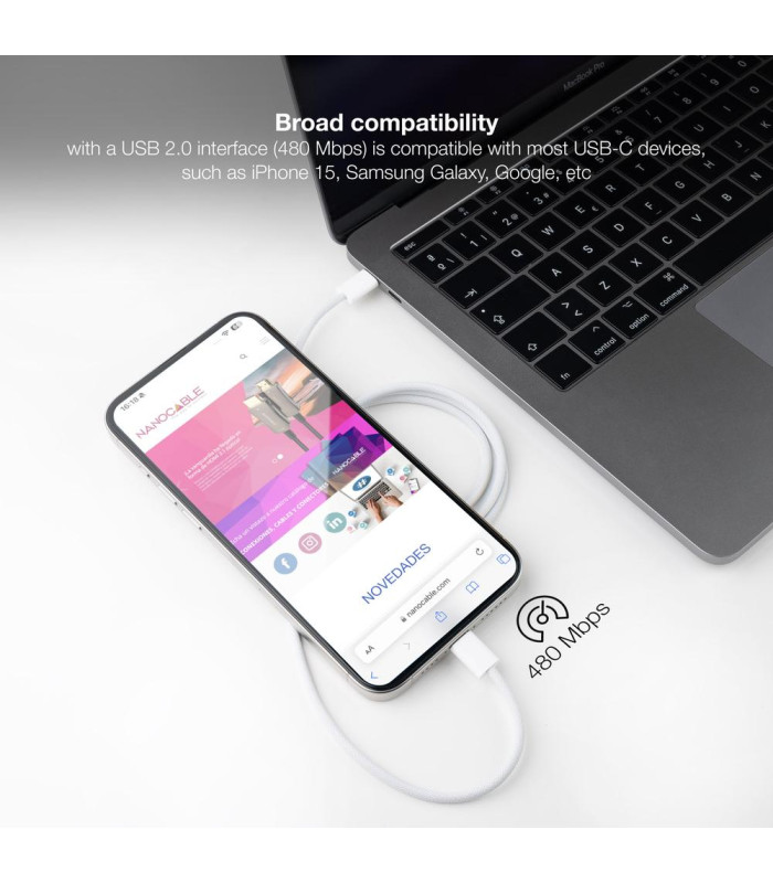 Cable usb - c 2.0 nanocable 60w usb - c - m - m - 1m
