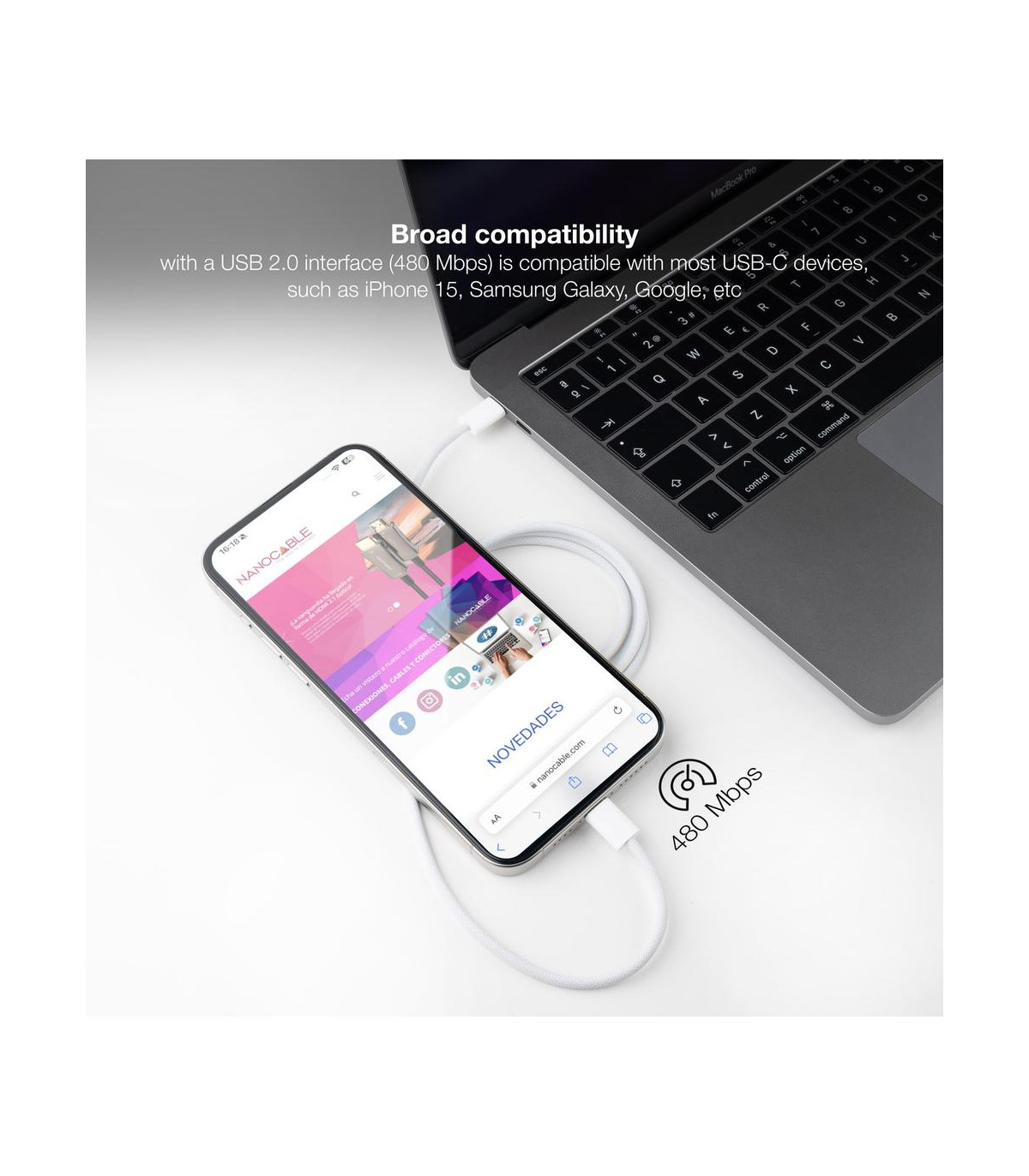 Cable usb - c 2.0 nanocable 60w usb - c - m - m - 1m