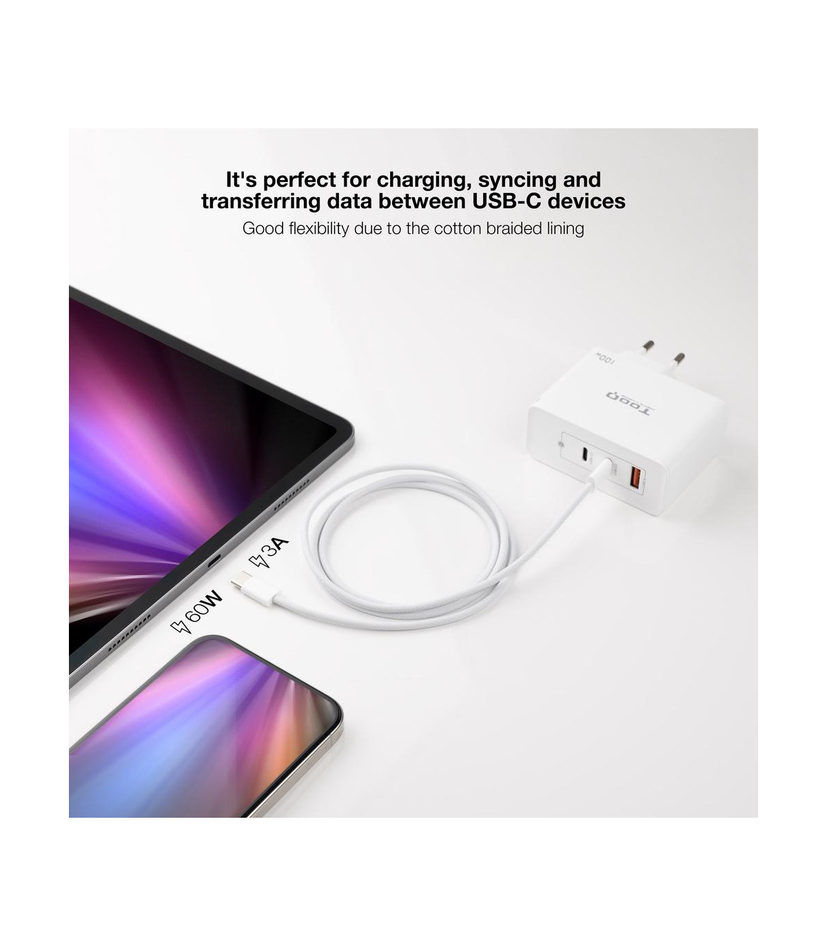Cable usb - c 2.0 nanocable 60w usb - c - m - m - 1m
