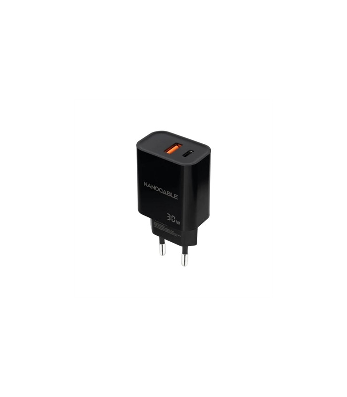 Cargador nanocable usb - c - pd+usb - a - qc 30w negro