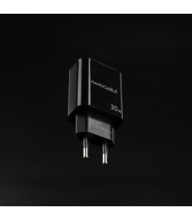 Cargador nanocable usb - c - pd+usb - a - qc 30w negro