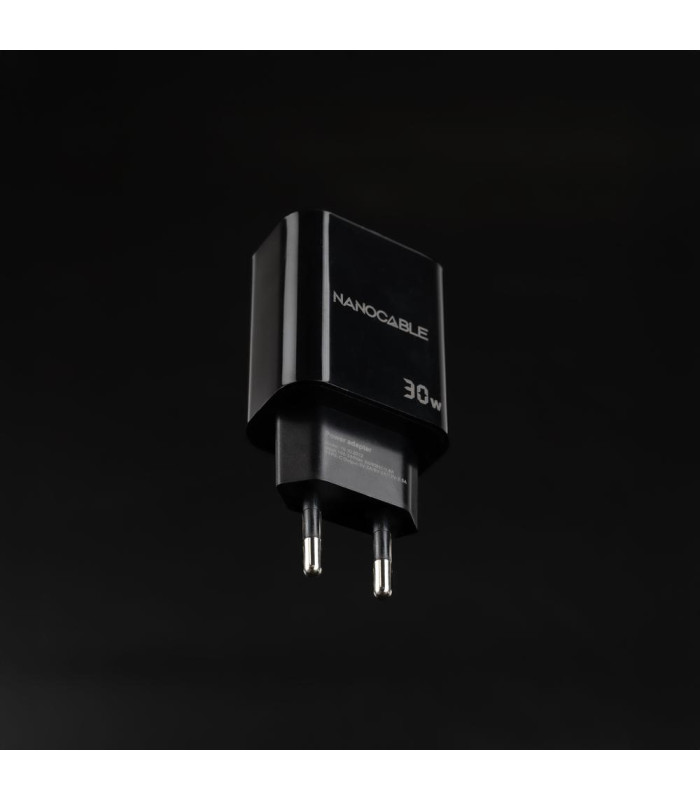Cargador nanocable usb - c - pd+usb - a - qc 30w negro