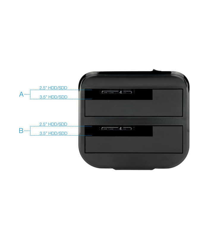 Base dock discos sata tooq 2 bahias 2.5 pulgadas -  3.5 pulgadas - usb 3.0 - funcion clonacion