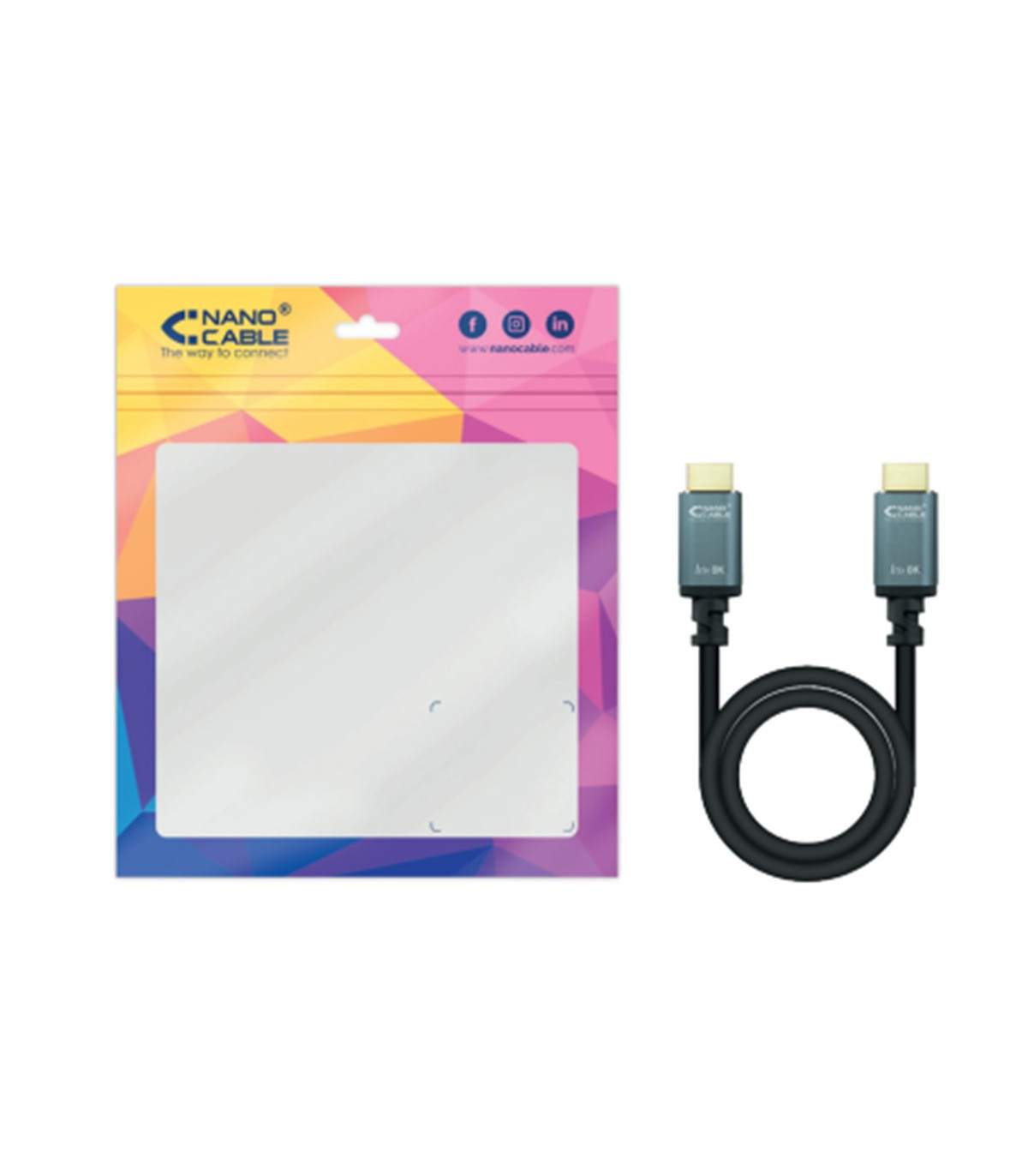Cable nanocable hdmi 2.1 iris 8k macho - macho 2m negro