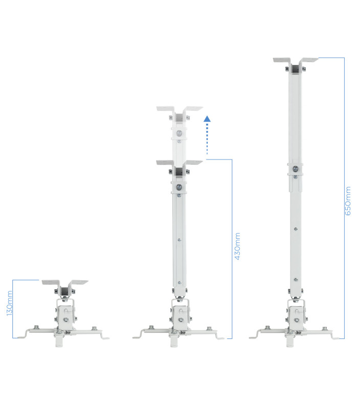 Soporte de proyector de techo tooq  pj2012t - w blanco  distancia 130 - 650 mm.