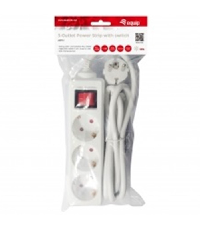 Regleta equip con 3 tomas cable de red de 1.5 metros y boton de apagado encendido