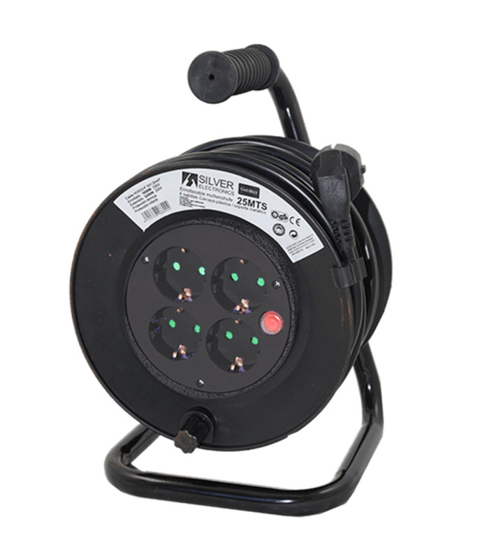 Regleta alargadera enrollacables 4 tomas -  15m -  16a -  250v -  3x1.5mm -  color azul