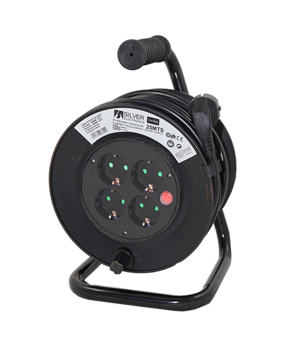 Regleta alargadera enrollacables 4 tomas -  50m -  16a -  250v -  3x1.5mm -  color negro