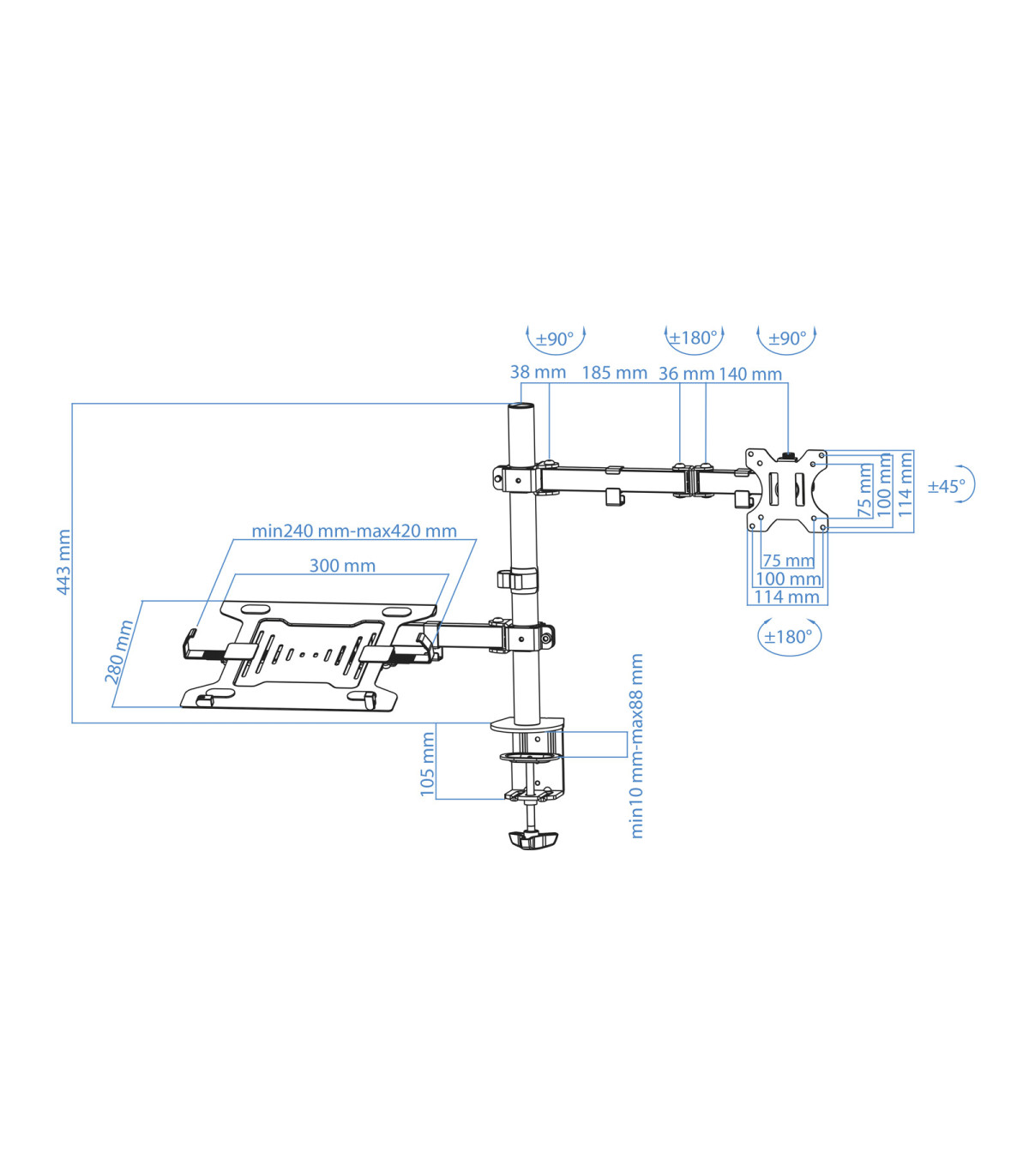 Soporte de mesa tooq para pantalla 13 pulgadas - 32 pulgadas y portatil