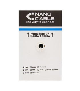 Bobina cable red utp cat5e rj45 nanocable 305m rigido - awg24 - gris