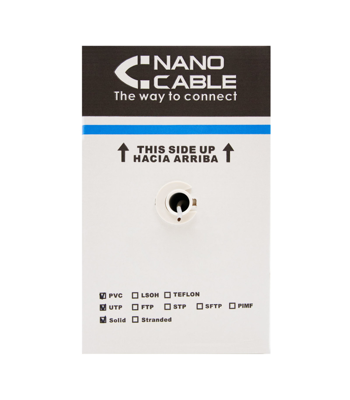 Bobina cable red utp cat5e rj45 nanocable 305m rigido -  awg24 -  gris