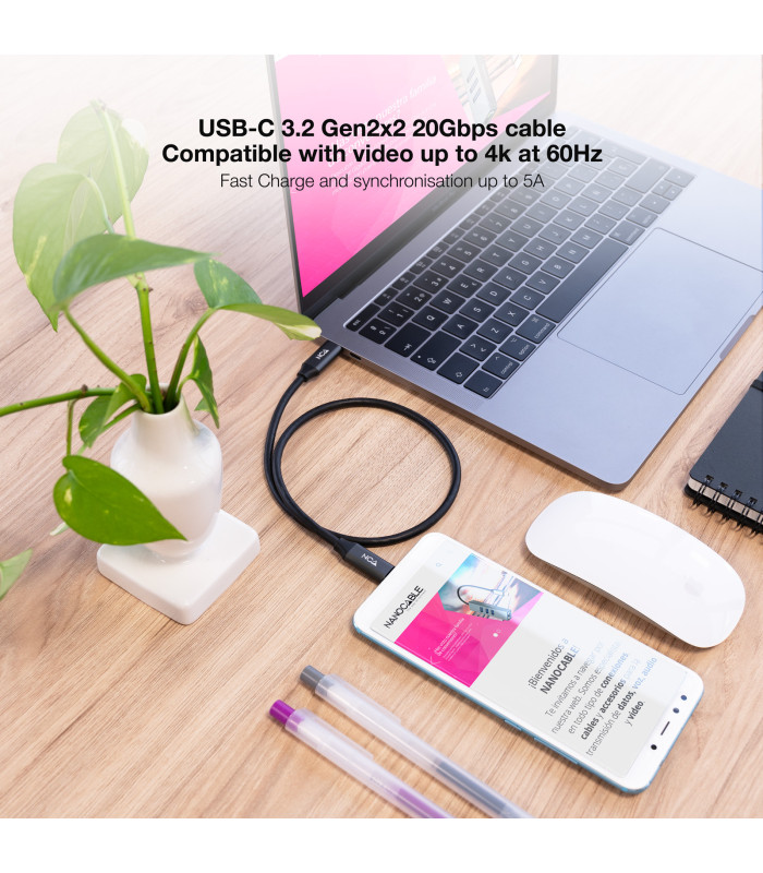 Cable usb tipo c nanocable 3m usb 3.2 gen2x2 100w 4k - 60hz usb - c m - m