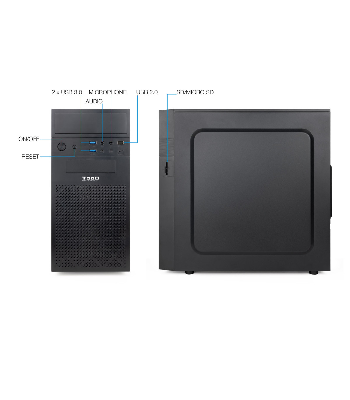 Caja ordenador tooq tqc - 4701u3c - b micro atx mini itx