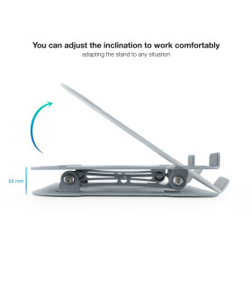 Soporte - base elevador tooq para portatil tablets libros aluminio ajustable ergonómico gris