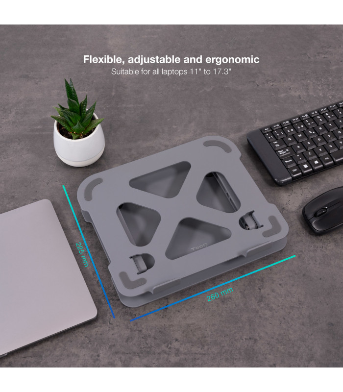 Soporte - base elevador tooq para portatil tablets libros aluminio ajustable ergonómico gris