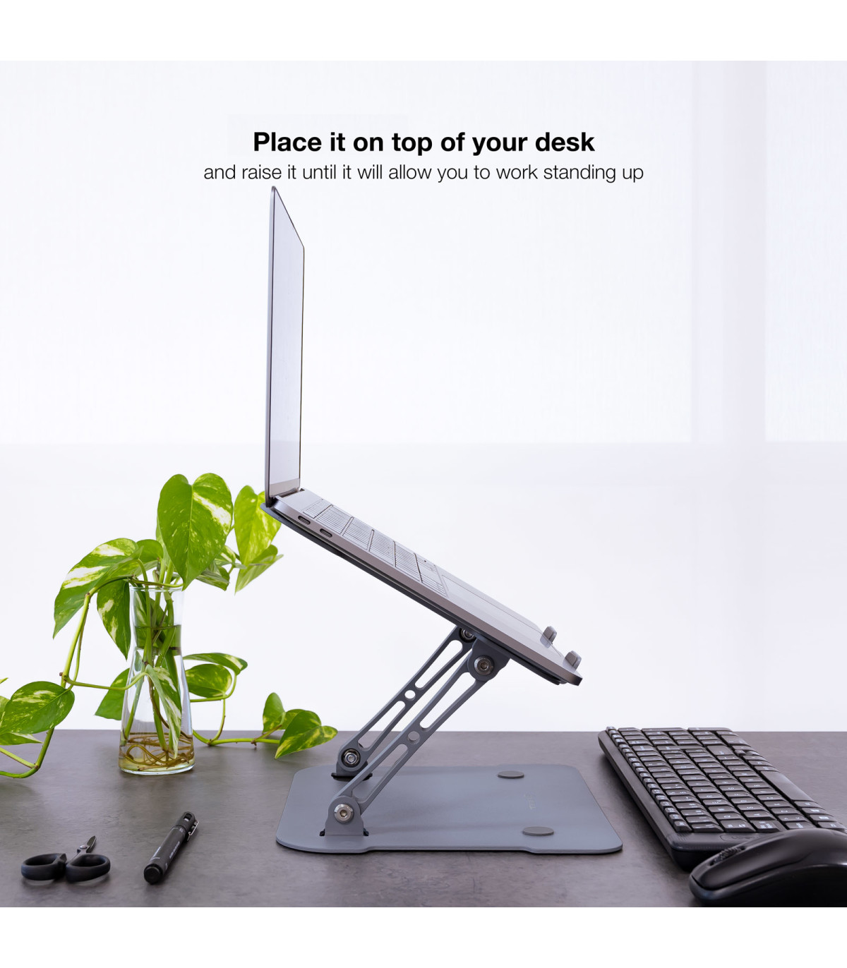 Soporte - base elevador tooq para portatil tablets libros aluminio ajustable ergonómico gris