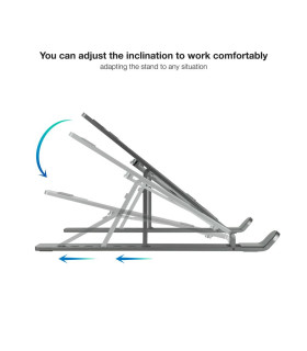 Soporte - base elevador tooq para portatil tablets libros gris