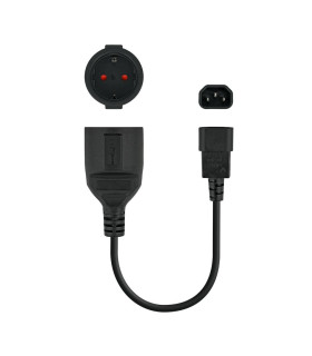 Cable adaptador c14 - m a cee7 - h - 16a - 25cm nanocable