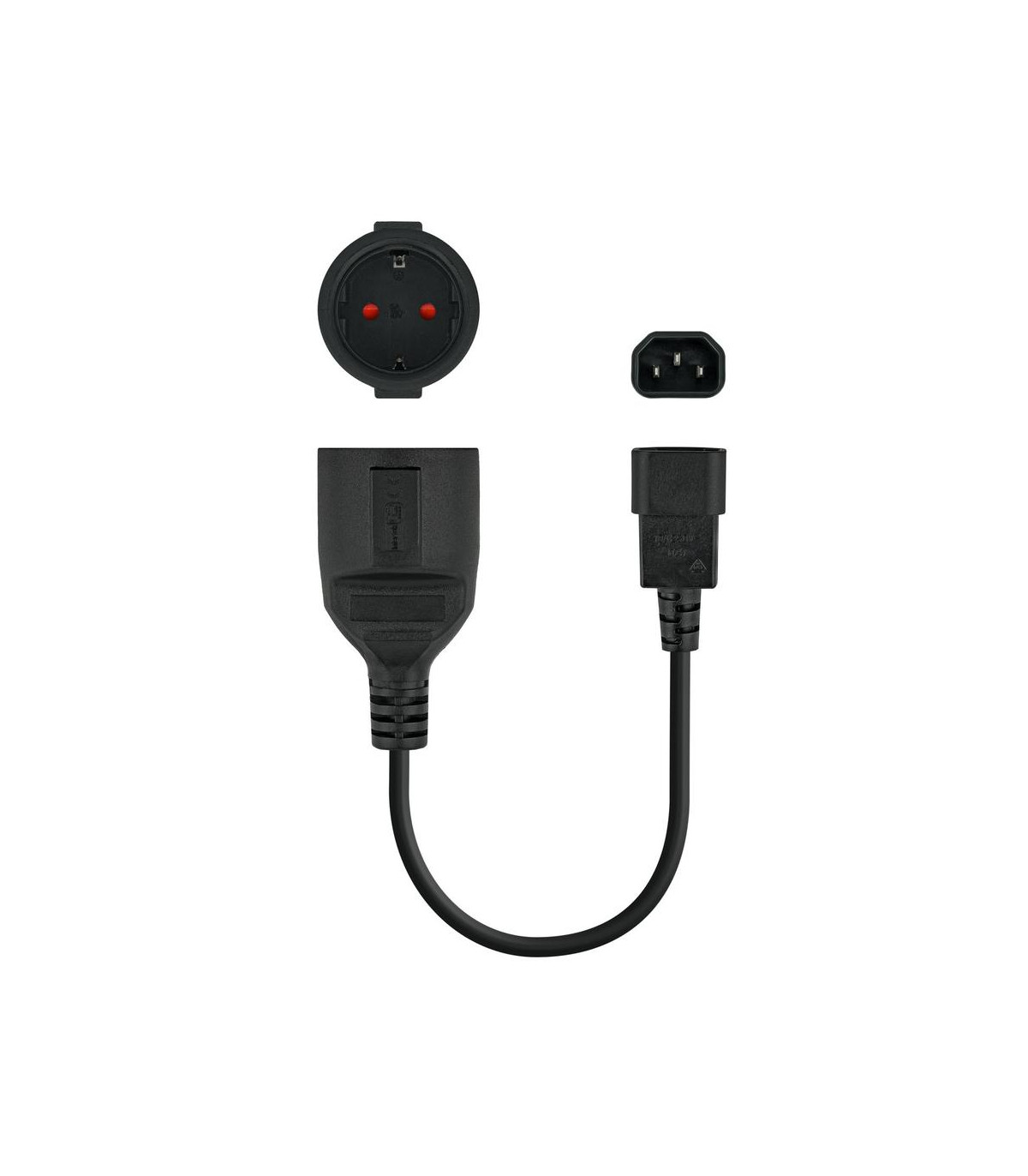 Cable adaptador c14 - m a cee7 - h - 16a - 25cm nanocable