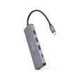 Hub nanocable usb - c a 3xusb3.0 - h + 1xusb - c - h aluminio 10 cm - gris