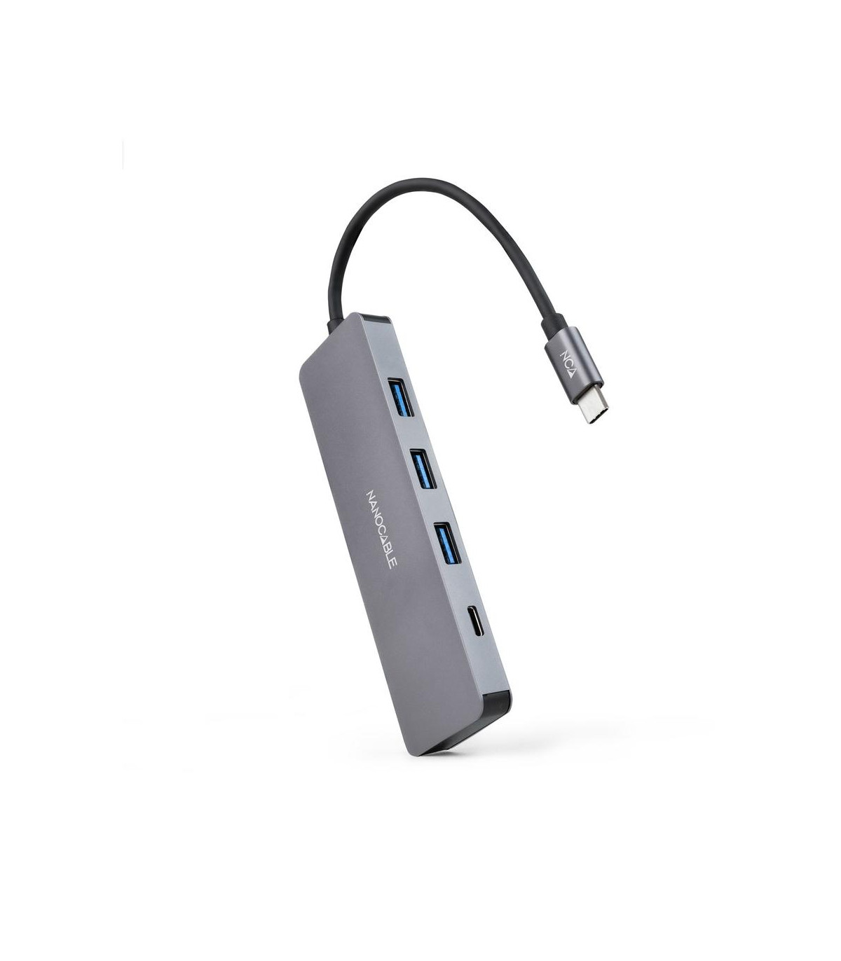 Hub nanocable usb - c a 3xusb3.0 - h + 1xusb - c - h aluminio 10 cm - gris